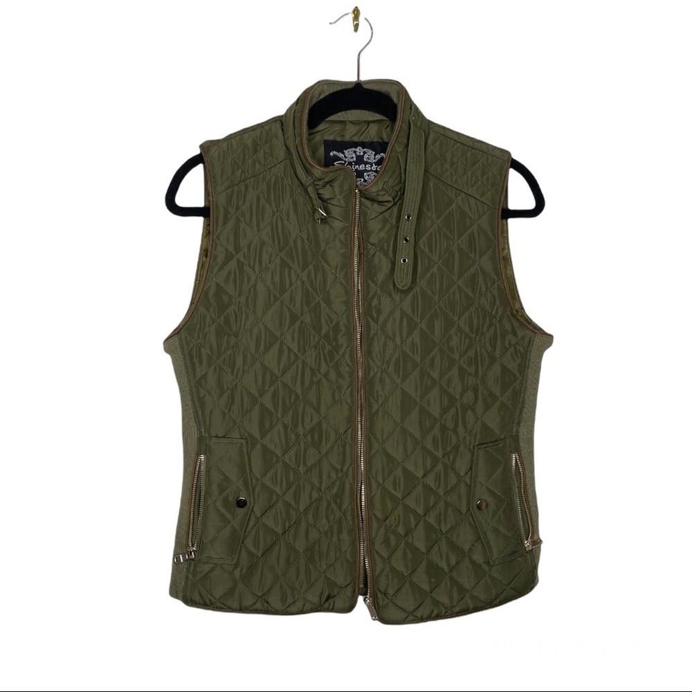 Olive Green L Quilted Vest